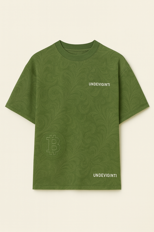 Green t-shirt with our undeviginti logo n the front